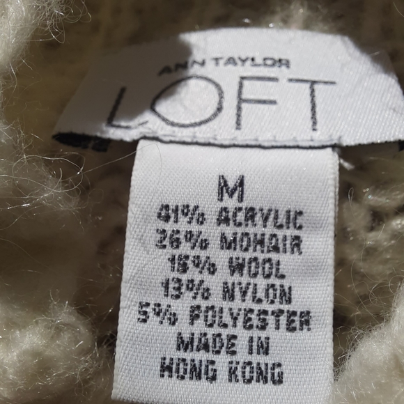 LOFT Ivory colored sweater . Loft . Ann Taylor . lace knit sweater size M - Picture 11 of 12